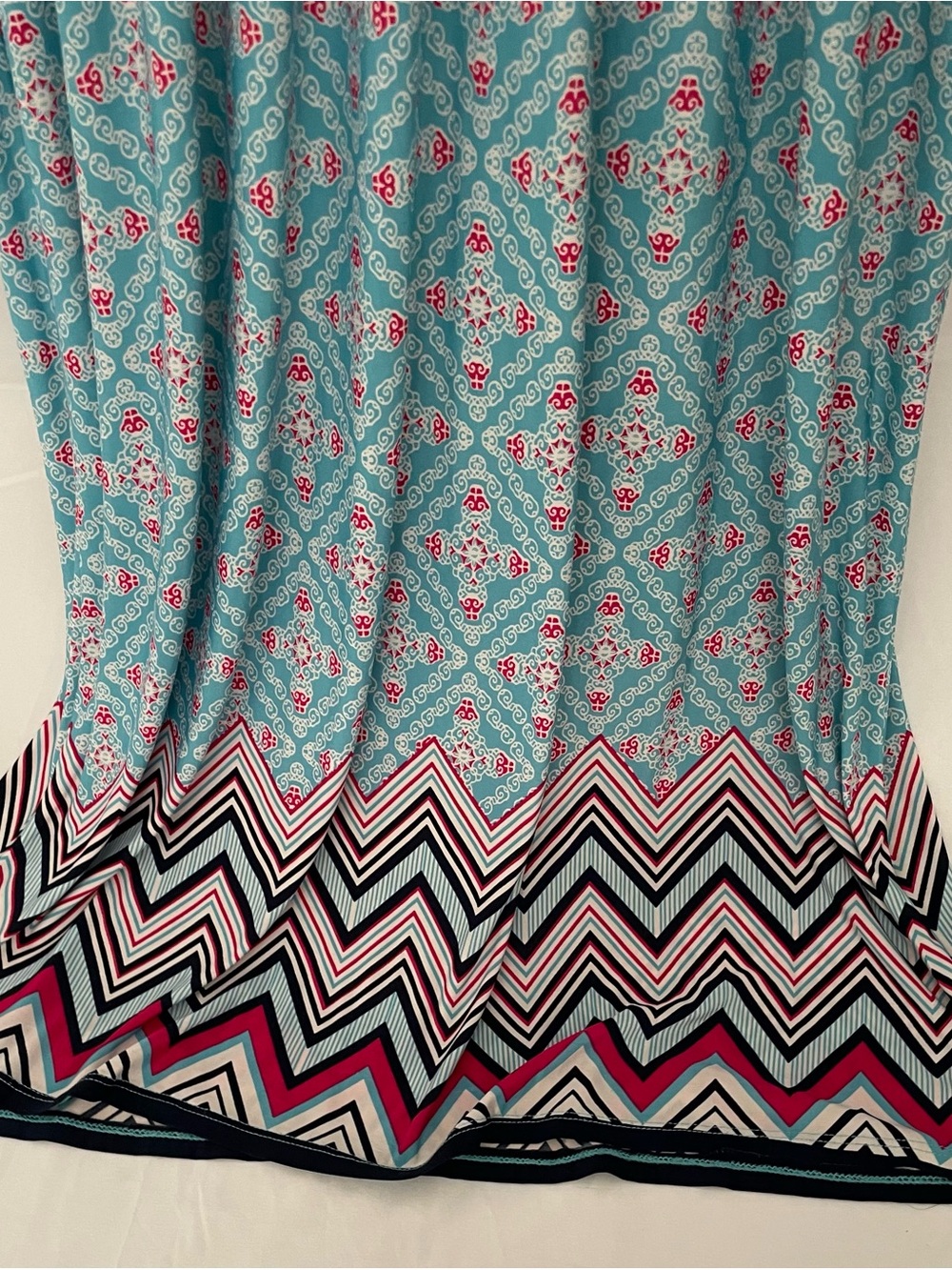 Colorful Teal Pink Patterned Women’s Swim Coverup Dress - Picture 5 of 9